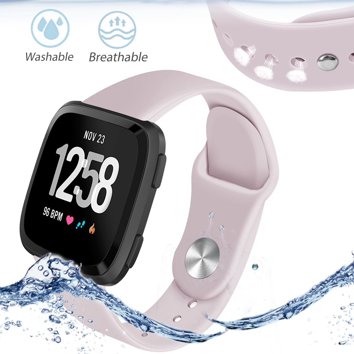 Fitbit Versa Silikon-Sportarmband - rosa Sand