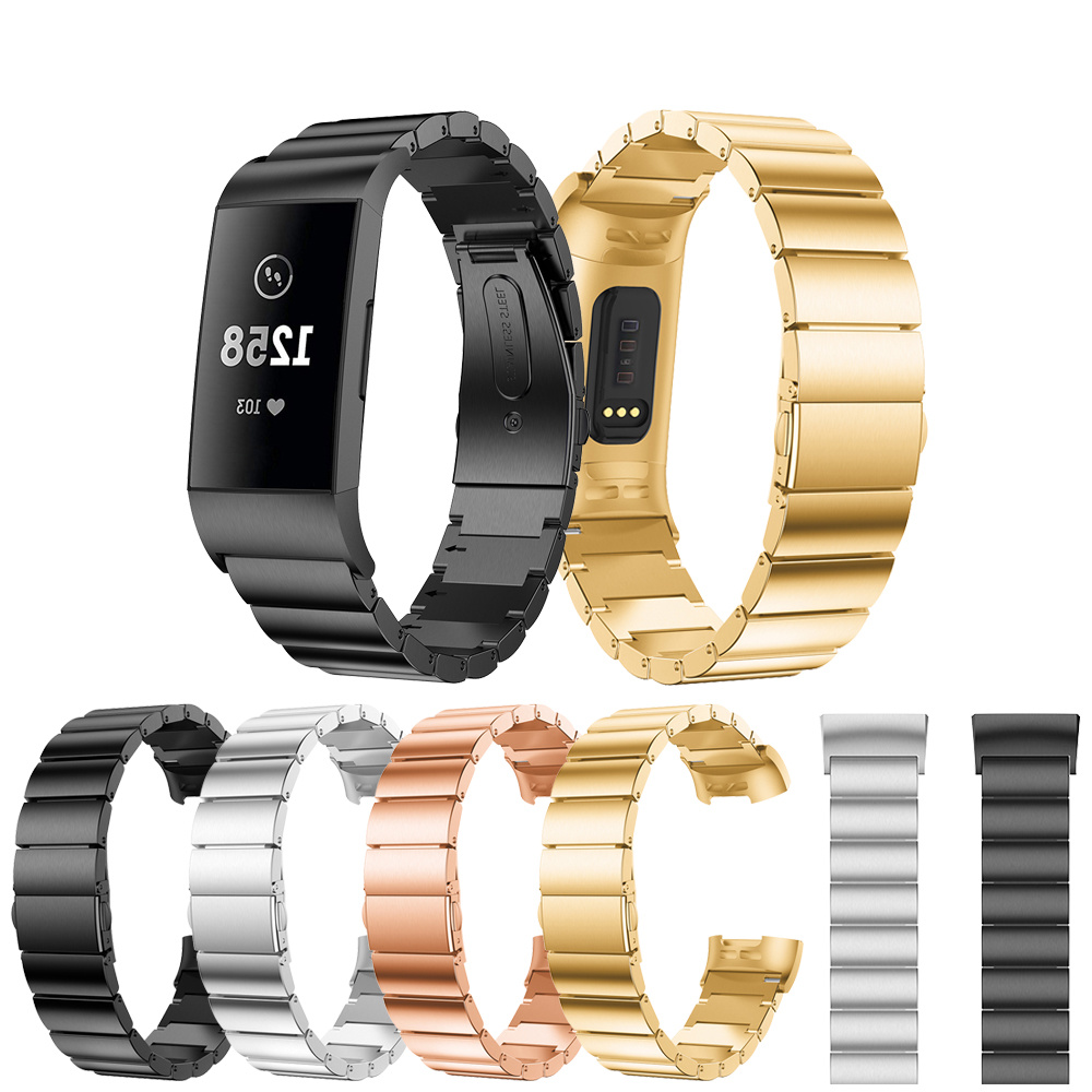 Fitbit Charge 3 & 4 Stahlgliederarmband - schwarz