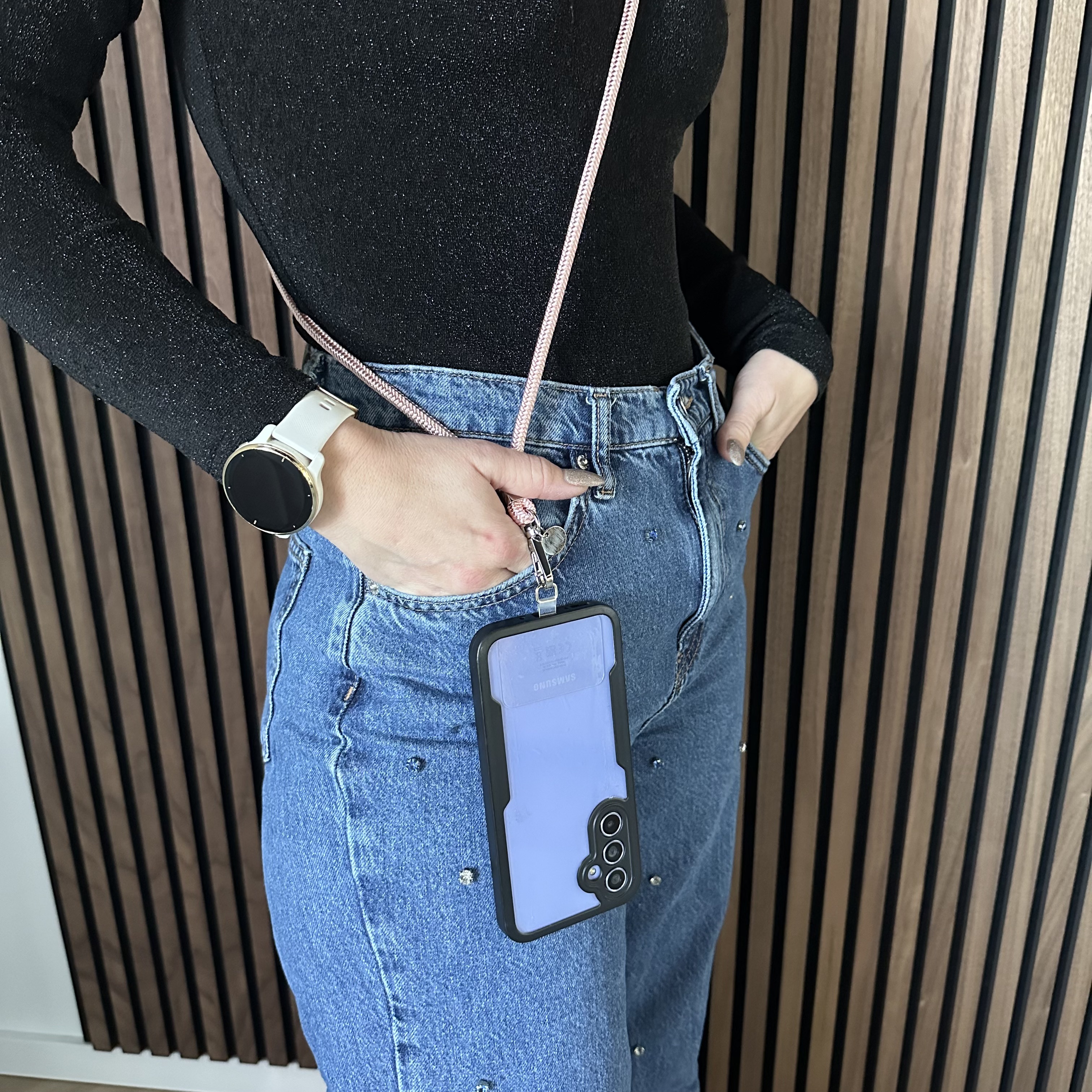 Handyketten Longa - rosa - silber