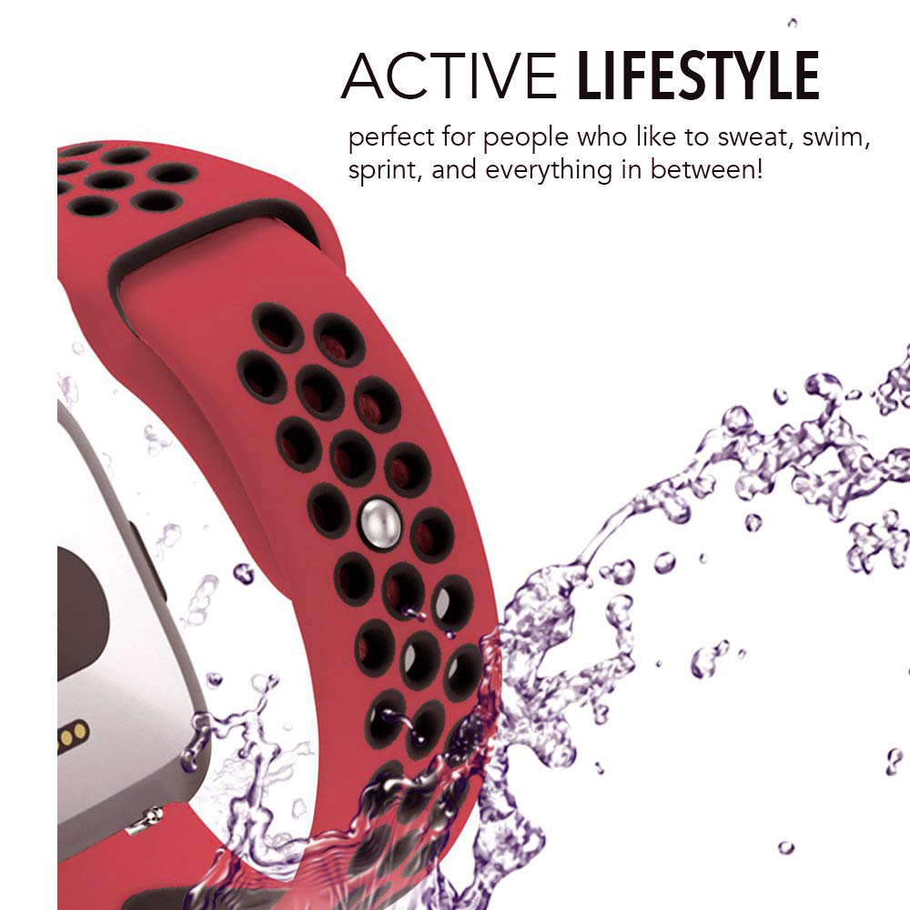 Fitbit Versa Doppel Sportarmband - rot schwarz