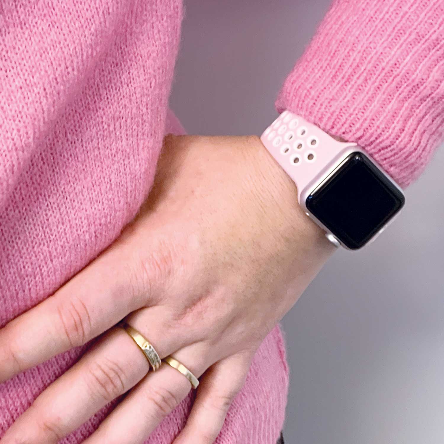 Apple Watch Doppel Sportarmband - hellrosa weiß