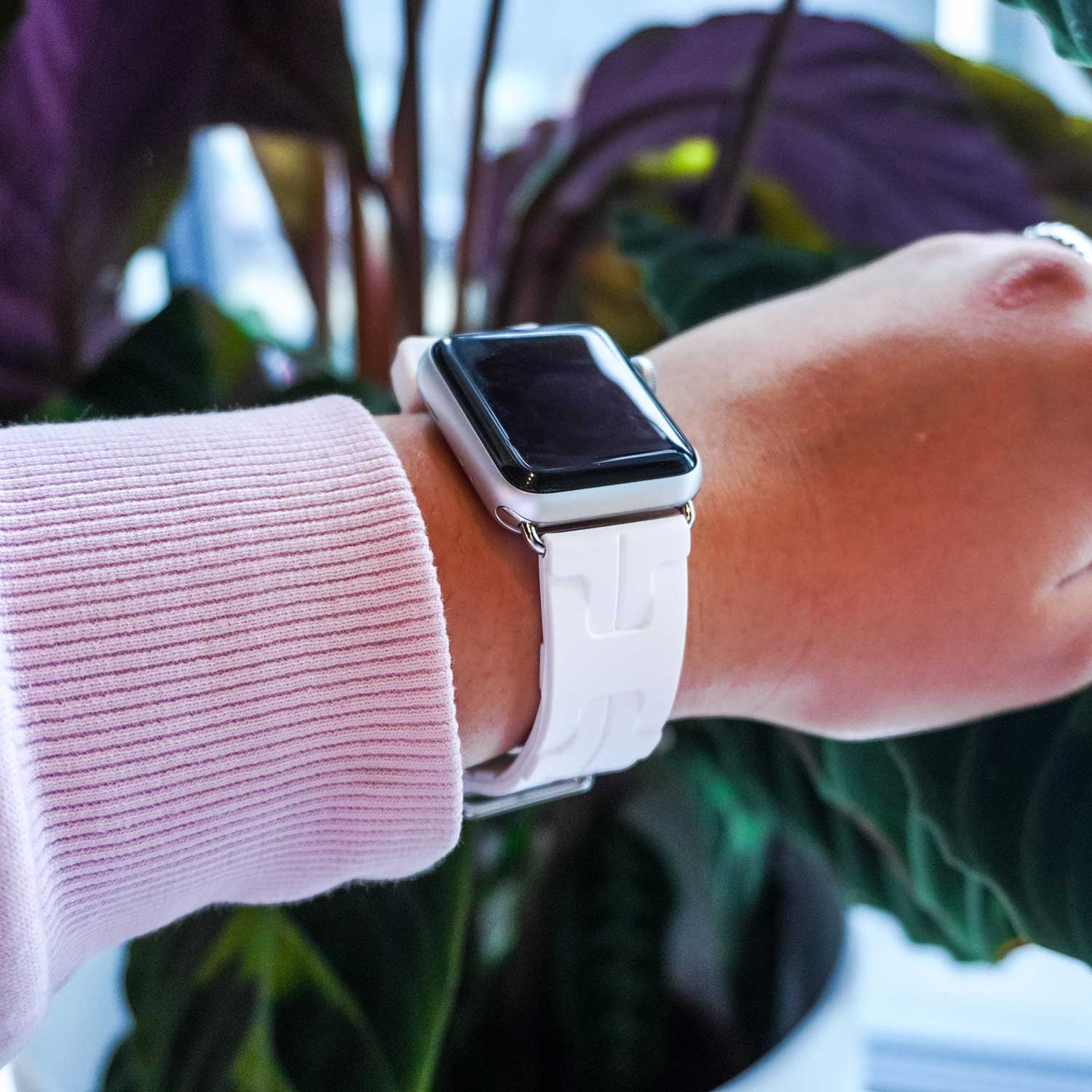 Apple Watch Sportarmband Hermès kilim single tour - weiß