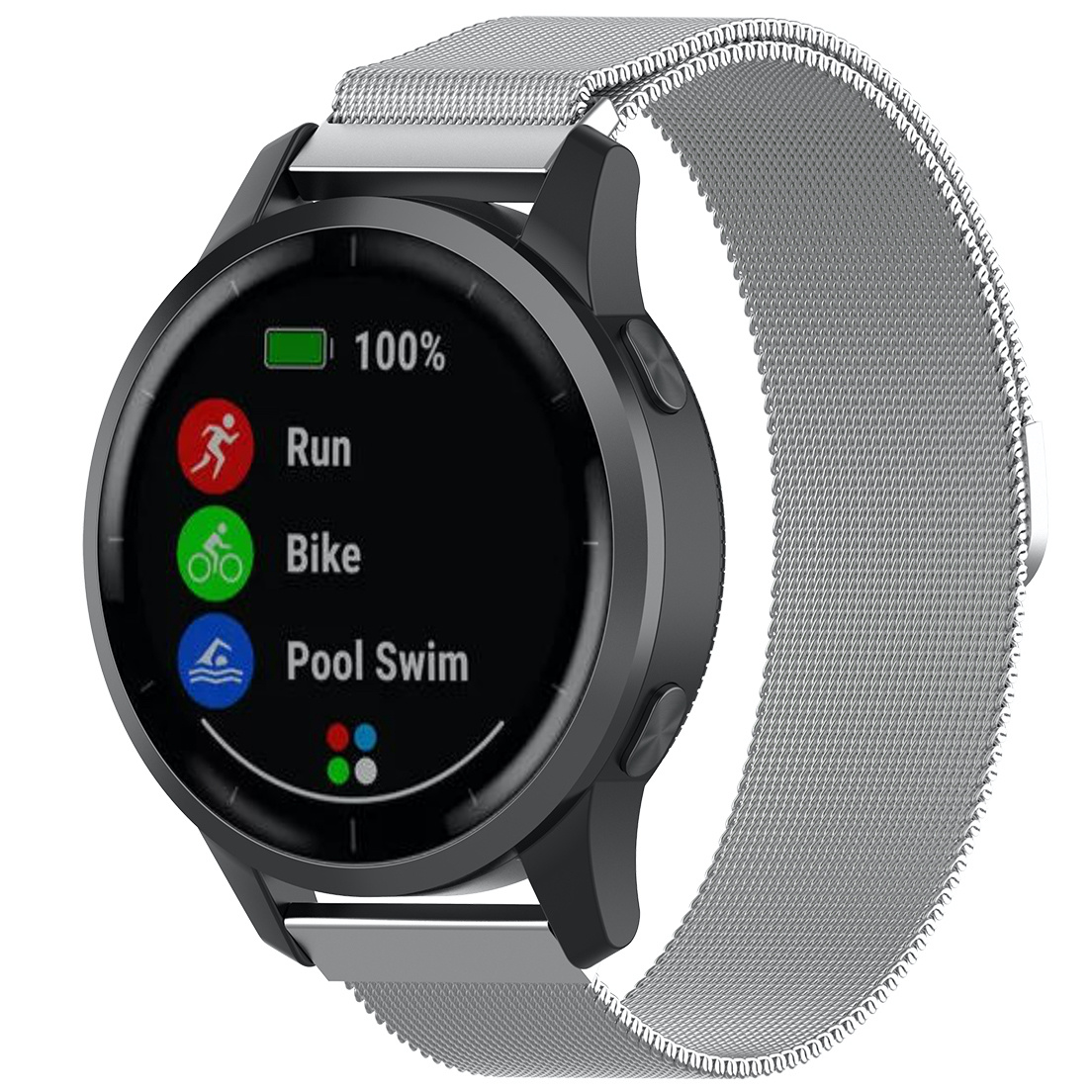 Garmin Vivoactive / Vivomove Milanaise Armband - silber