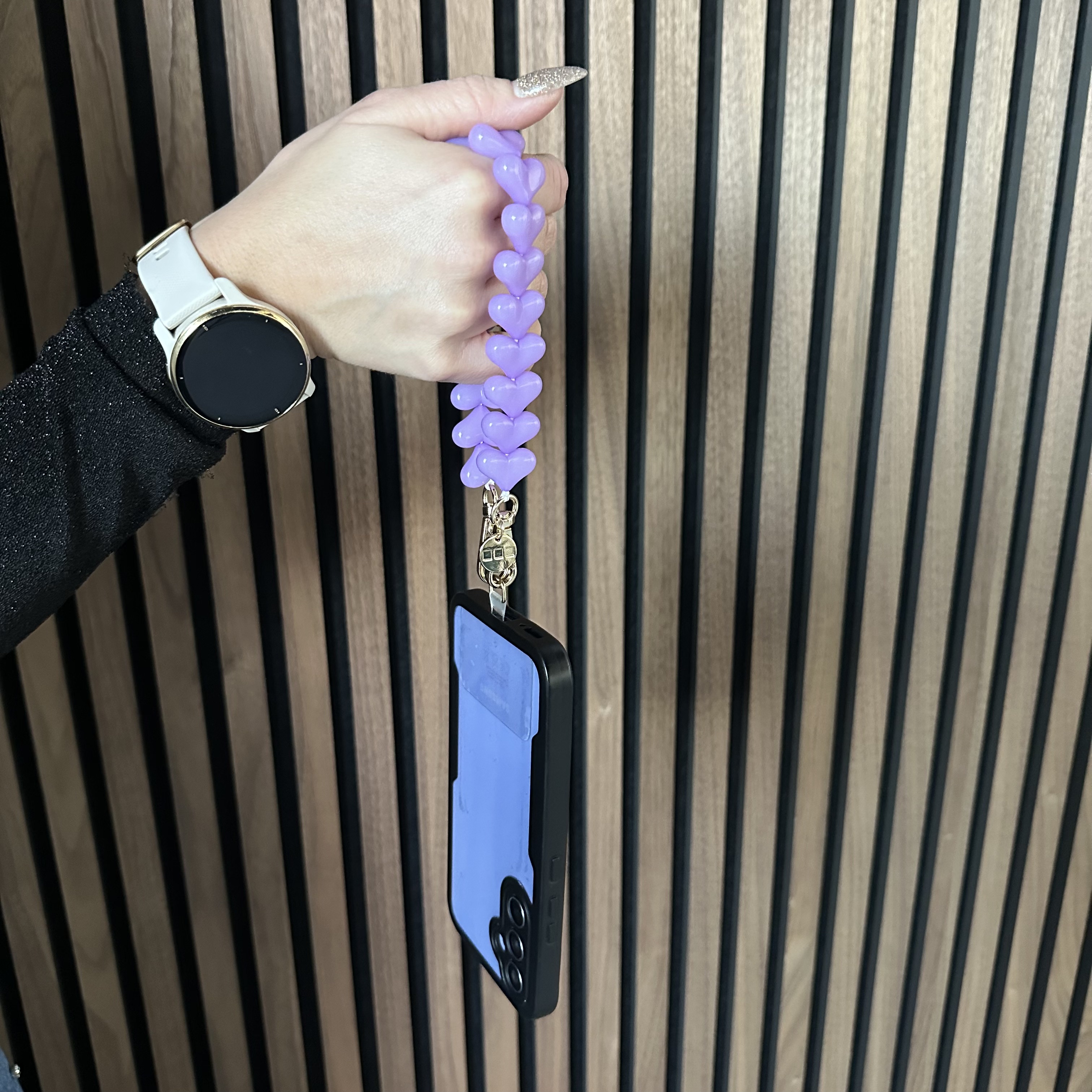 Handyketten Heart - uni lila - gold