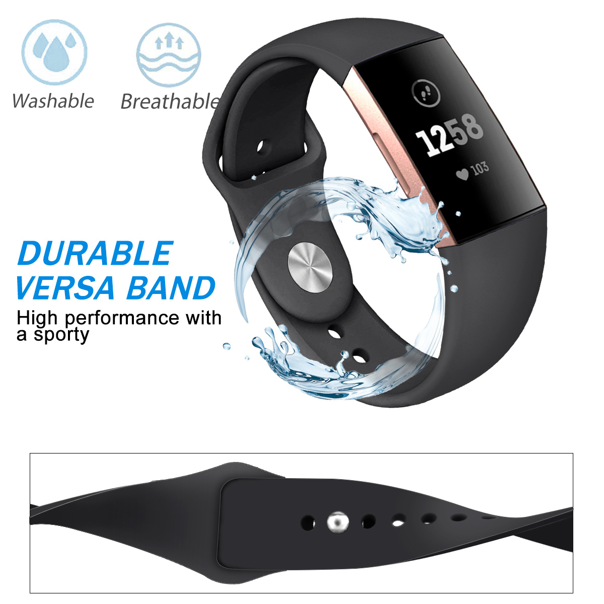 Fitbit Charge 3 & 4 Sportarmband - schwarz