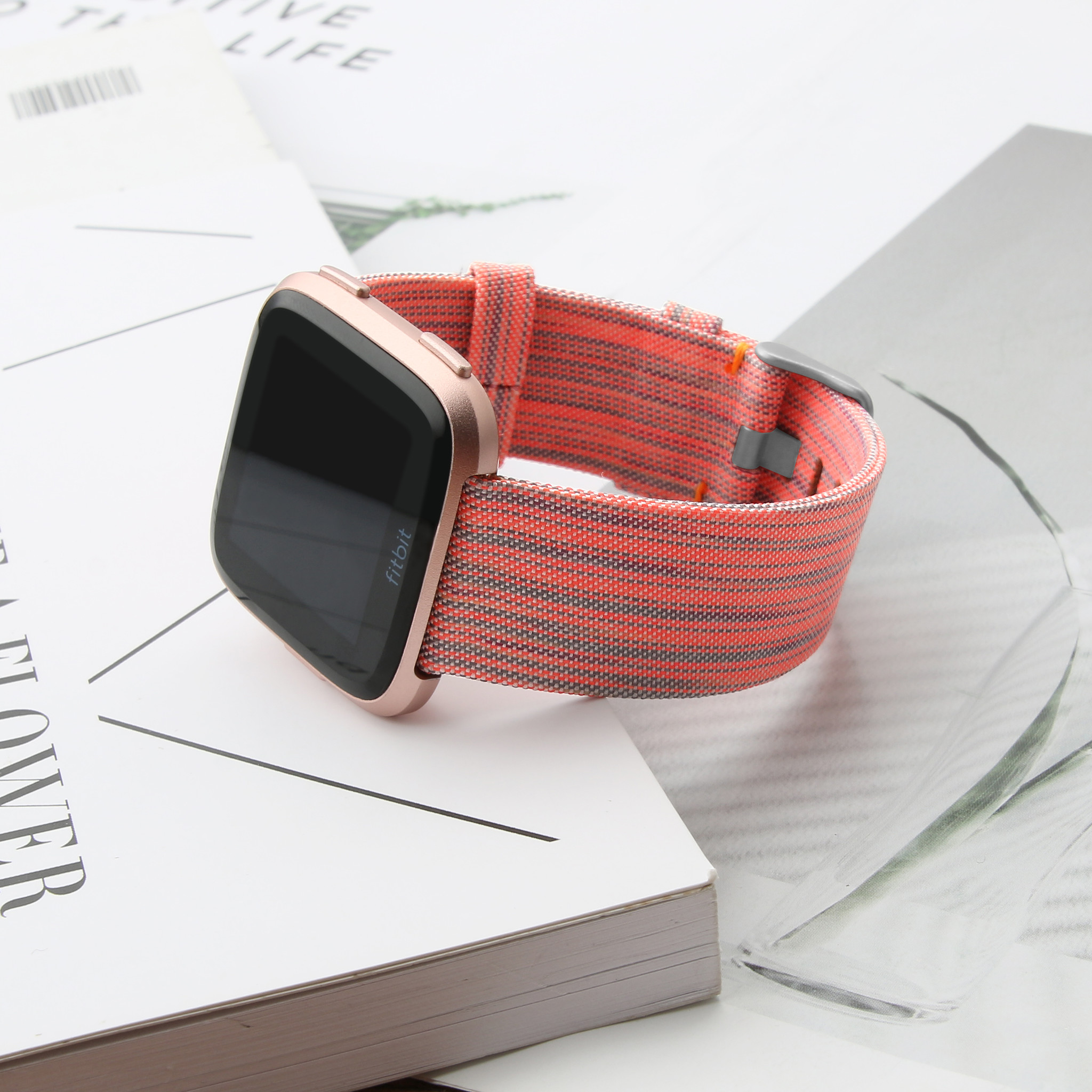 Fitbit Versa Nylon Schnallenband - orange gestreift