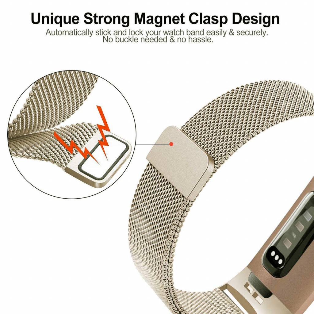 Fitbit Charge 3 & 4 Milanaise Armband - champagne