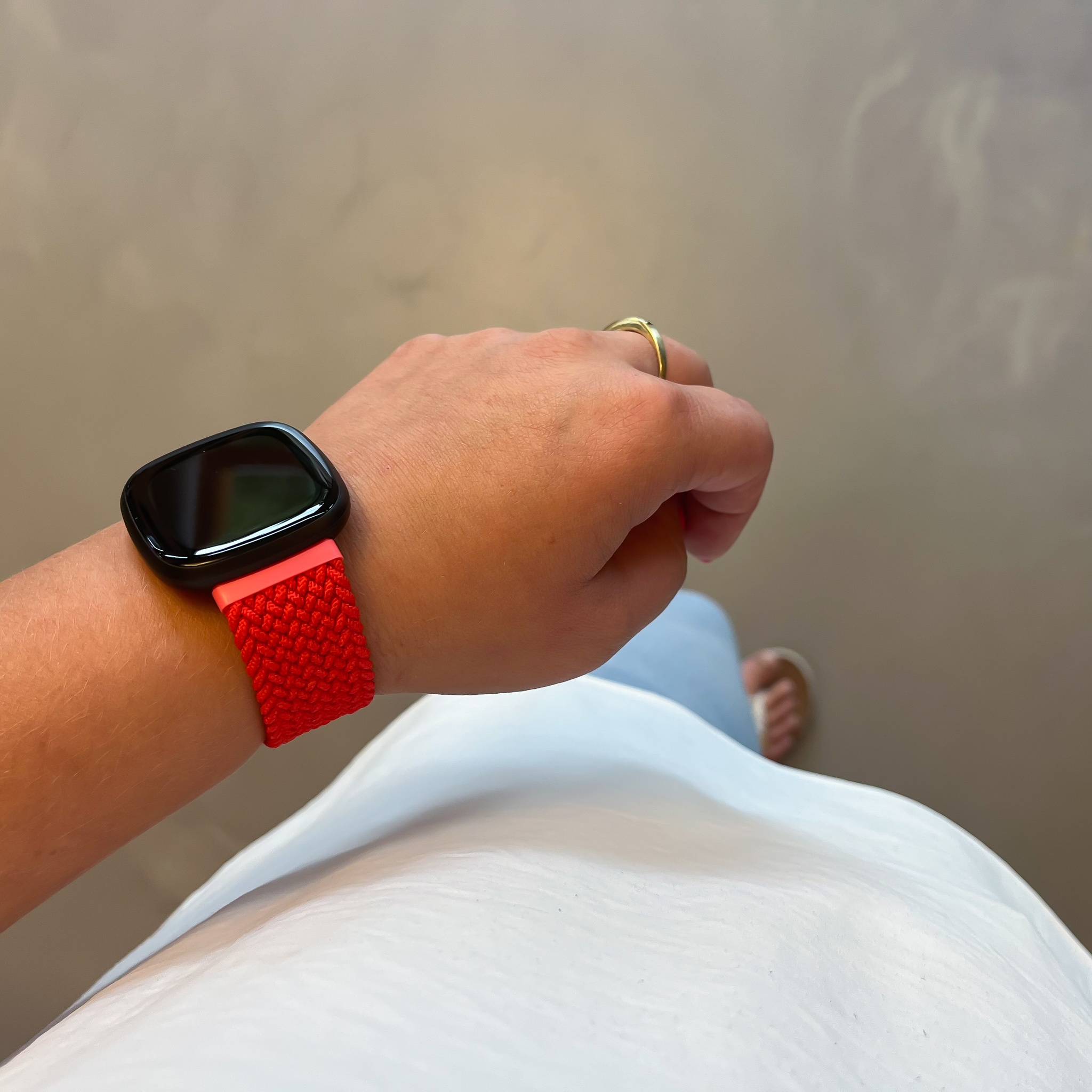 Fitbit Versa 3 / Sense Nylon Geflochtenes Solo Loop - rot