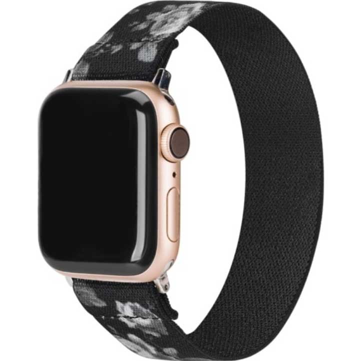 Apple Watch Nylon Armband - Blumen schwarz