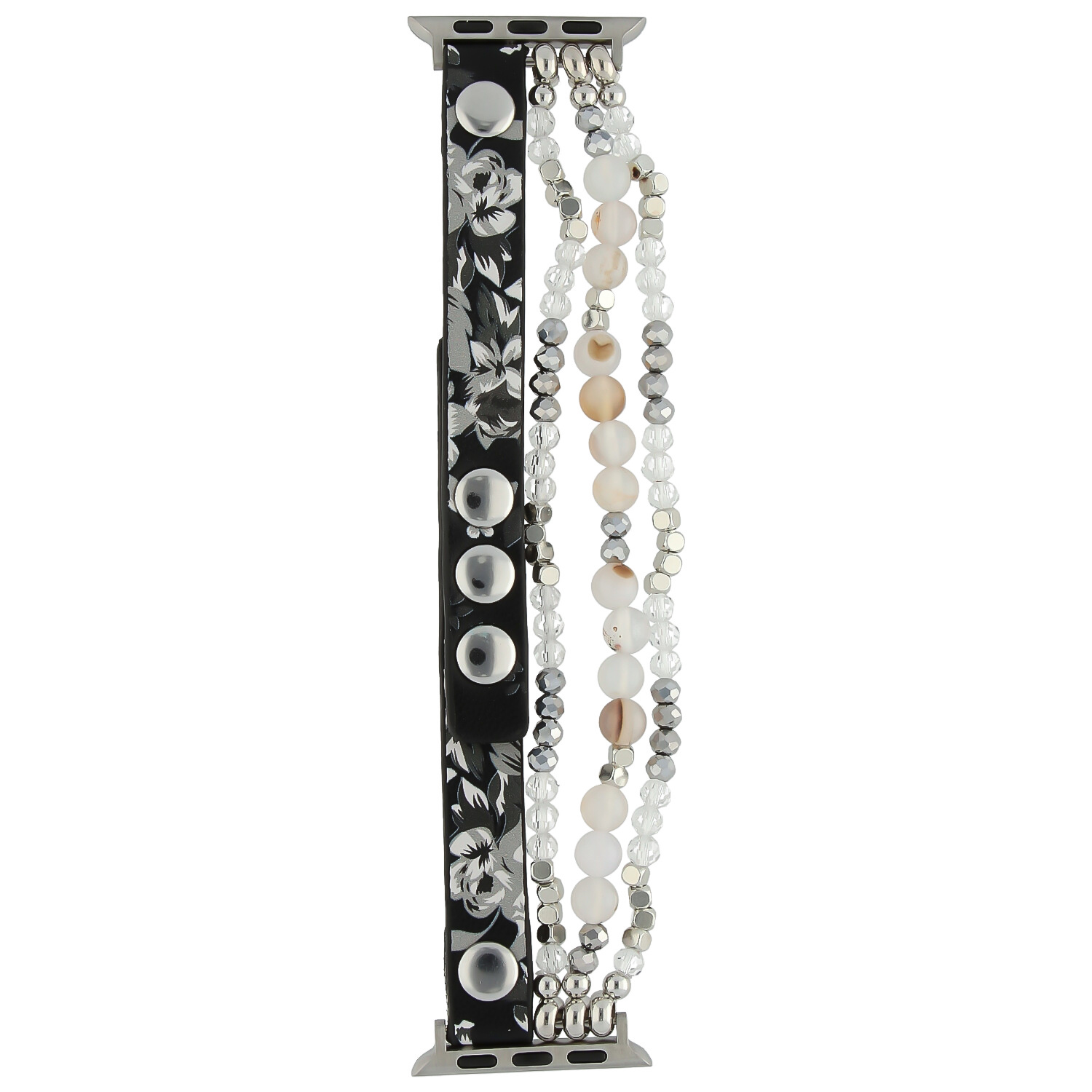 Apple Watch schmuck Lederarmband - Blumen schwarz