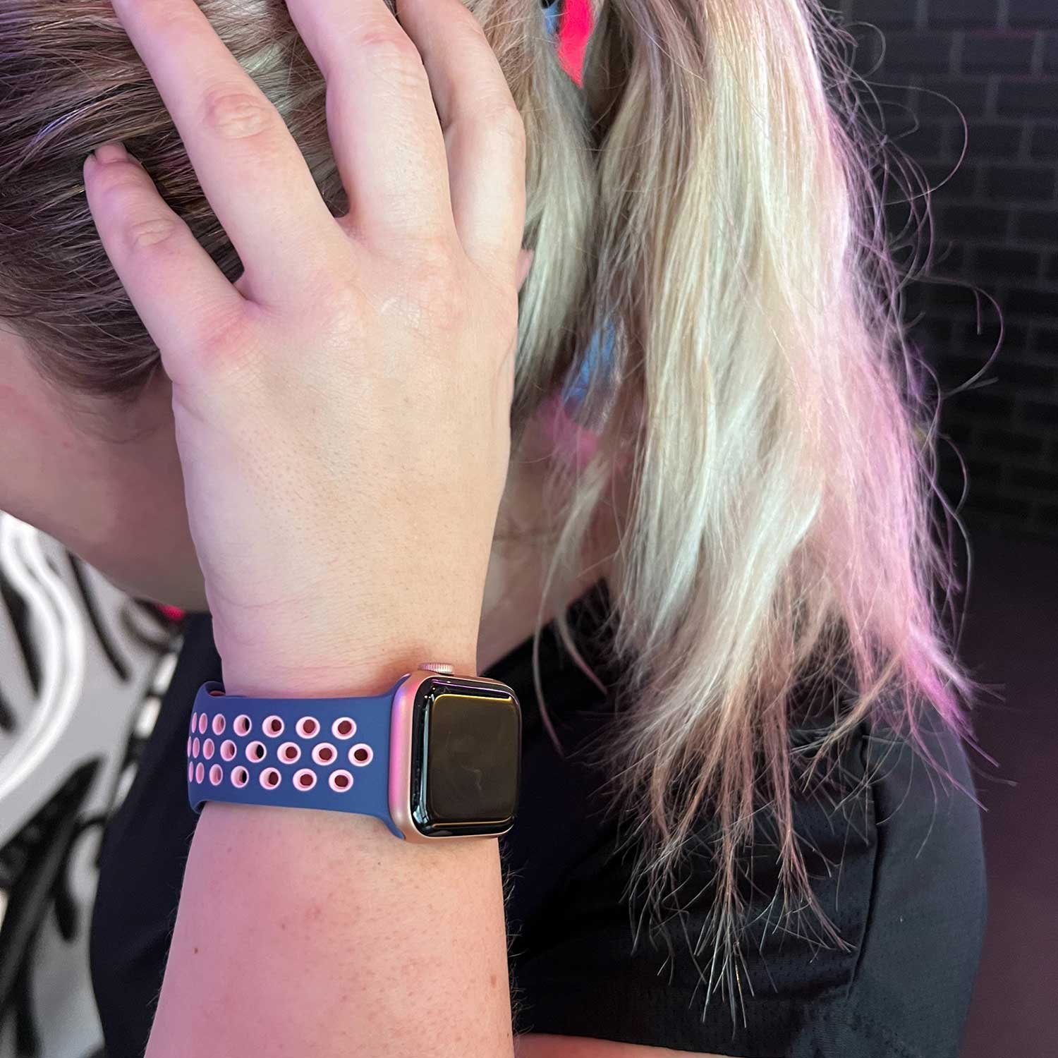 Apple Watch Doppel Sportarmband - blau rosa